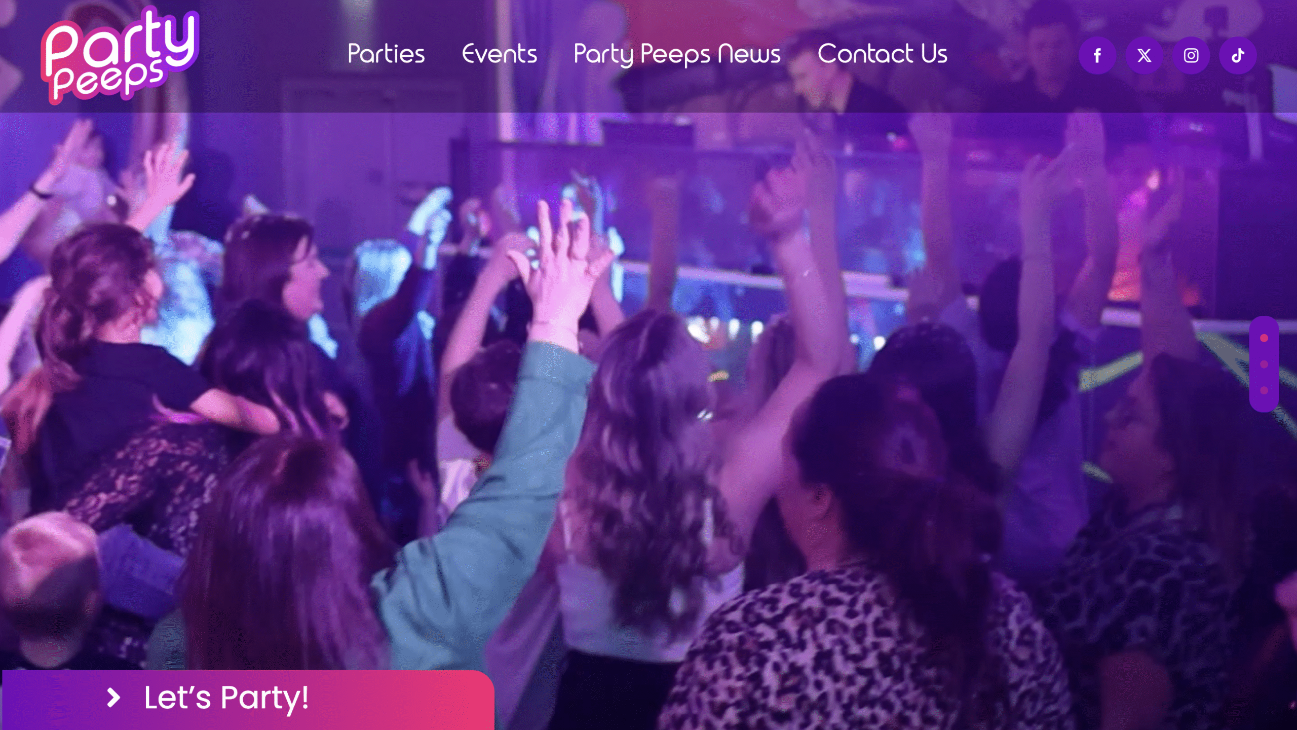 website refresh for Party peeps