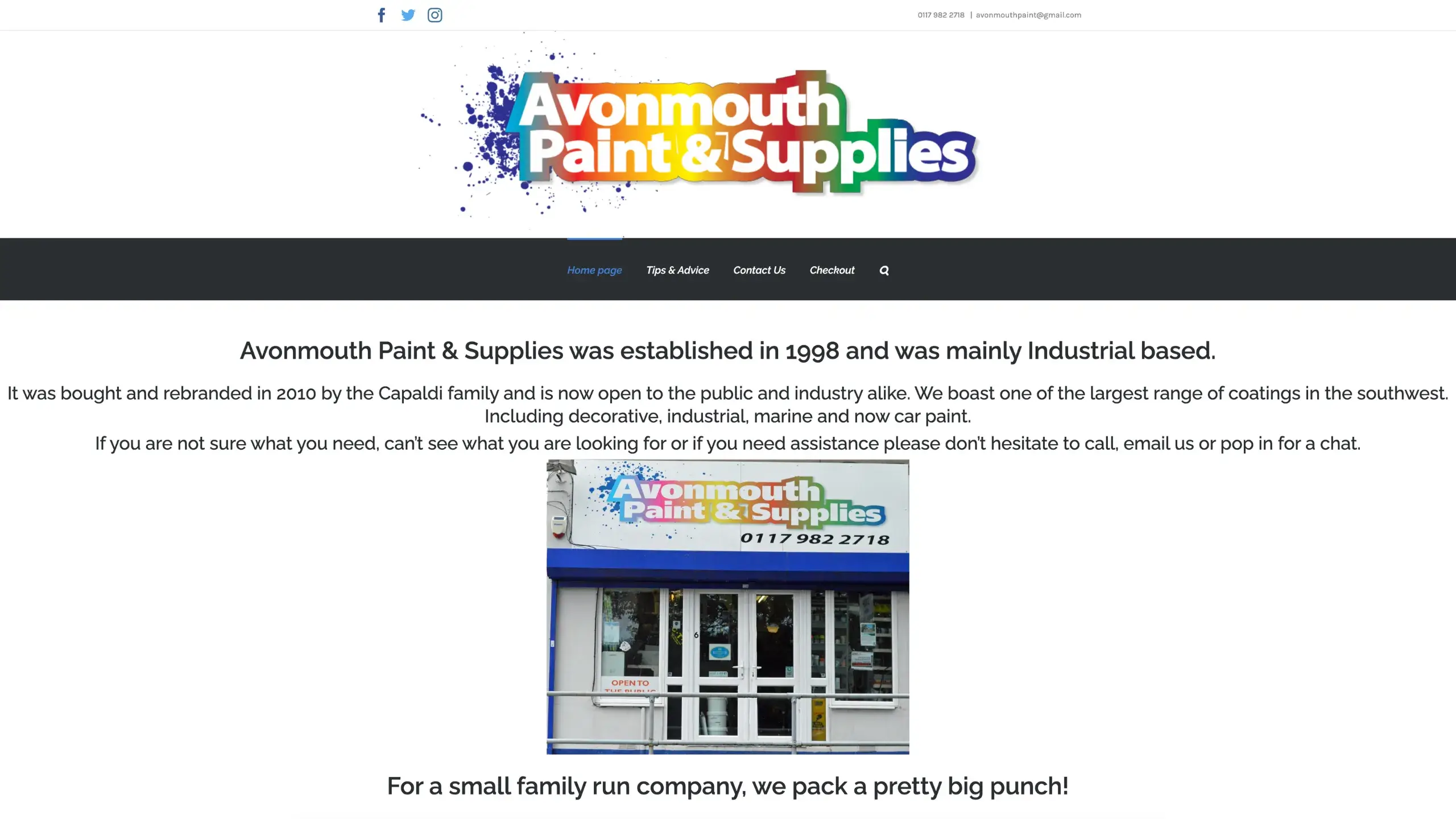 Avonmouth Paint and Supplies - Website Project