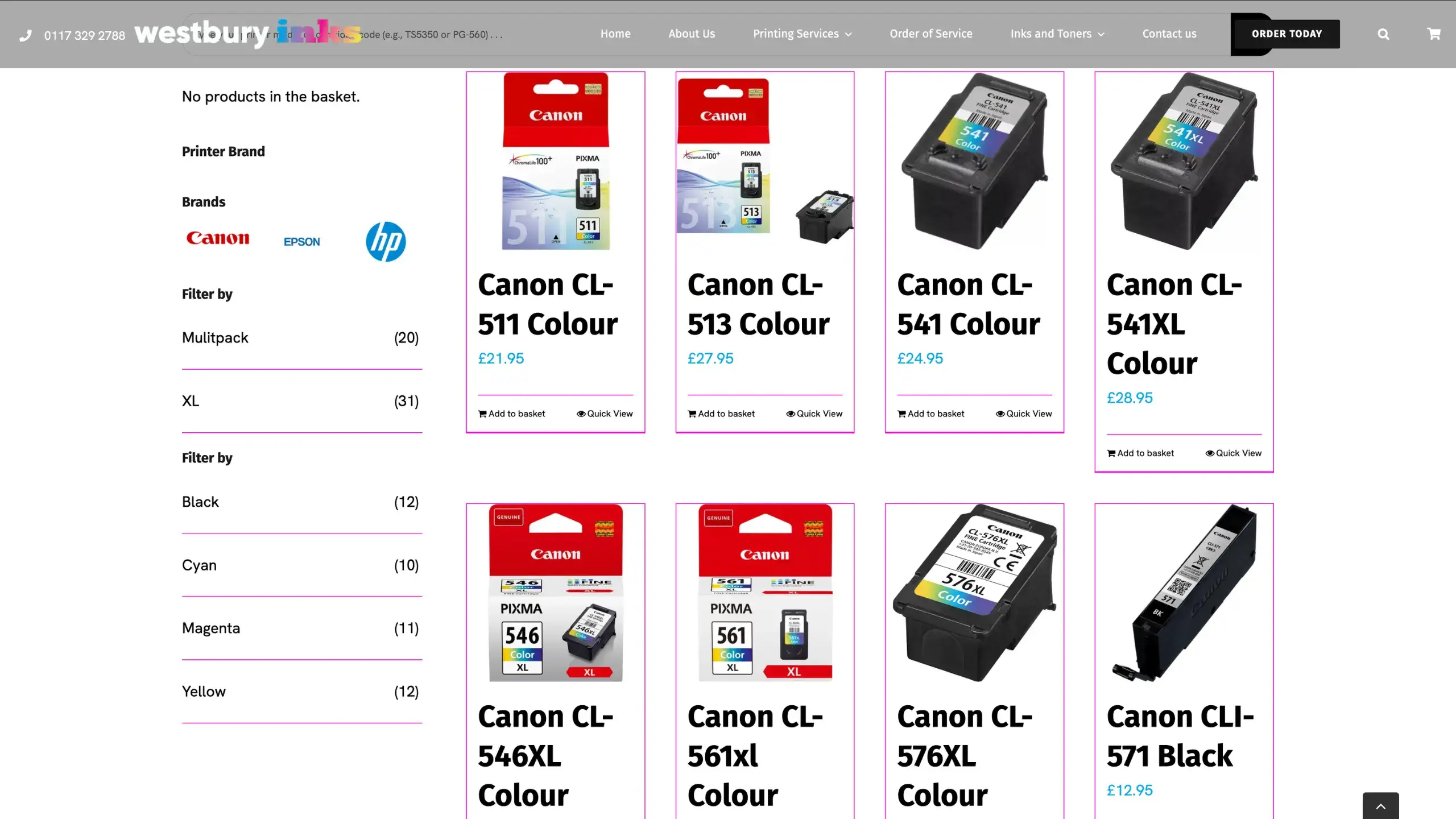 E-Commerce website for Westbury Inks